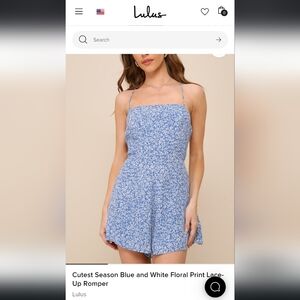 Lulus Blue Floral Print Romper Size M